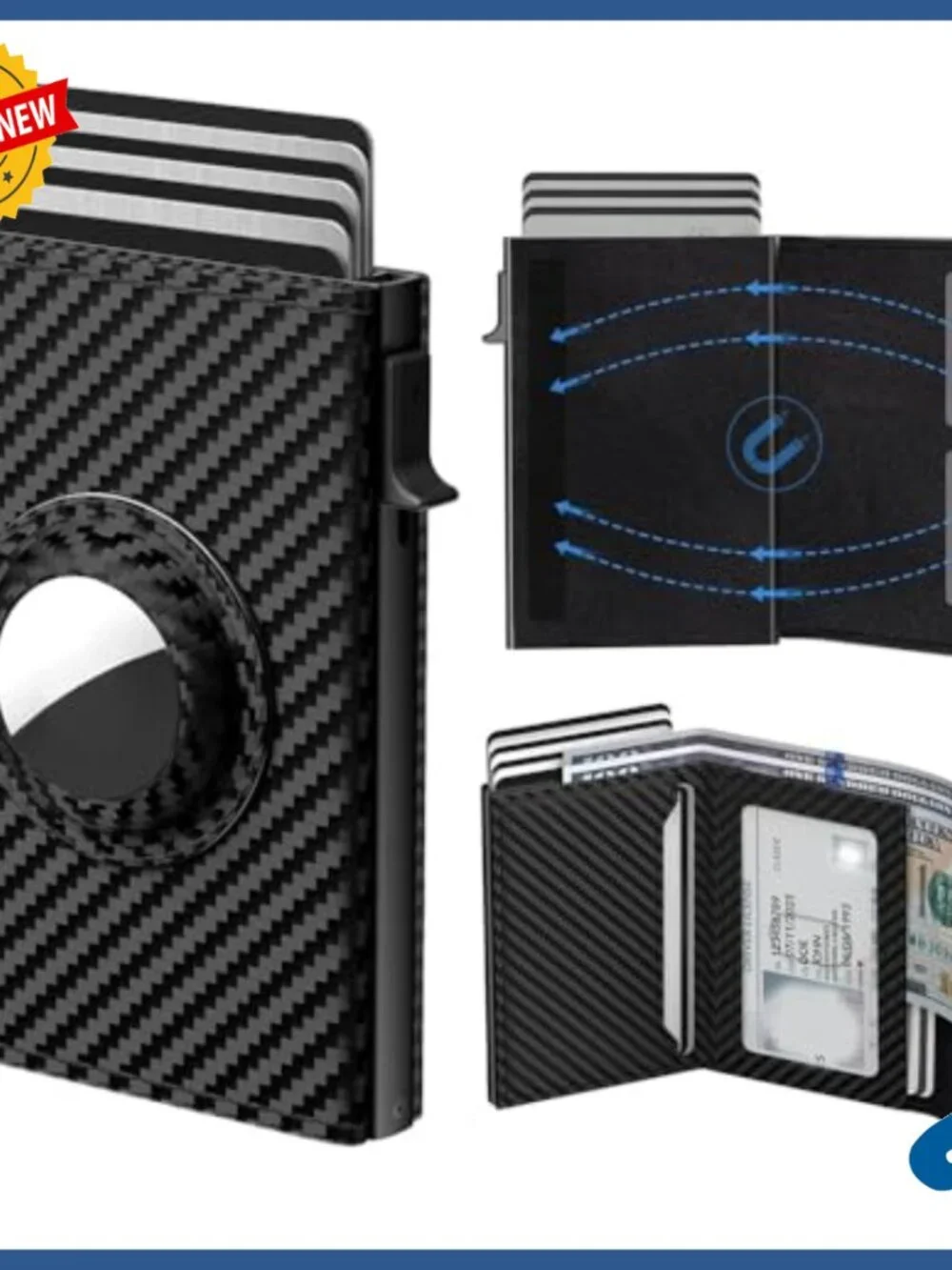 Slim Genuine Leather Bifold Wallet with RFID Blocking and Pop-Up Card Holder